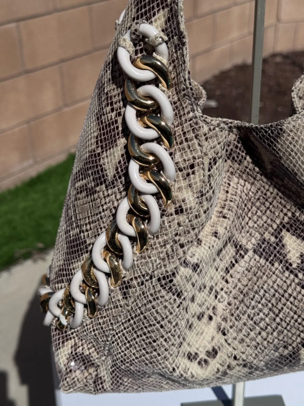 Michael Kors Python Chain Hobo Tote EUC - Picture 16 of 17